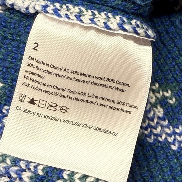 Lululemon Merino Wool Blend Abstract Knit Sweater Blue Green Size 2 - Picture 7 of 10